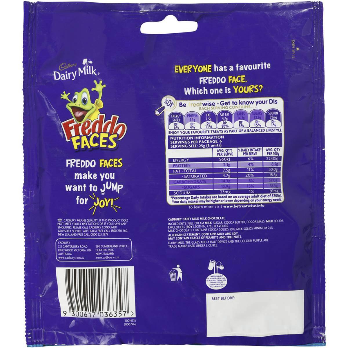 Cadbury Dairy Milk Freddo Faces Bites 150g Woolworths