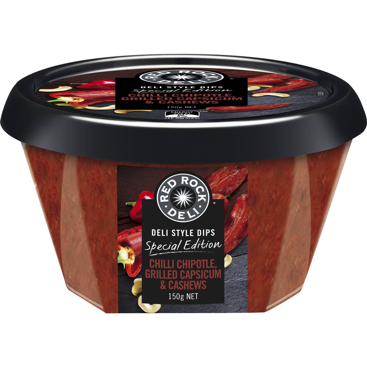 Red Rock Deli Chilli Chipotle Grilled Capsicum & Cashews Dip 150g