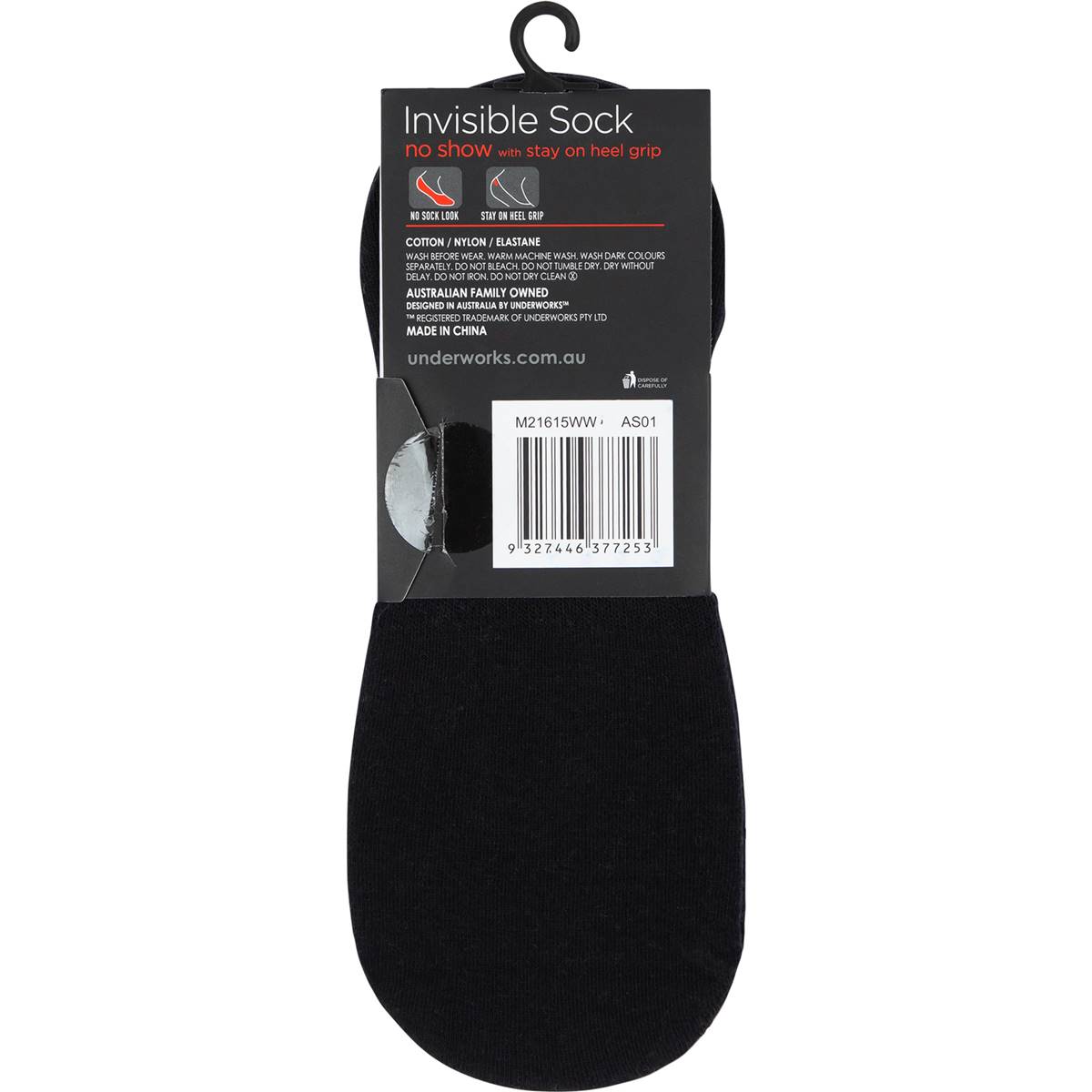 Underworks Men's Invisible Socks 2 Pack Woolworths