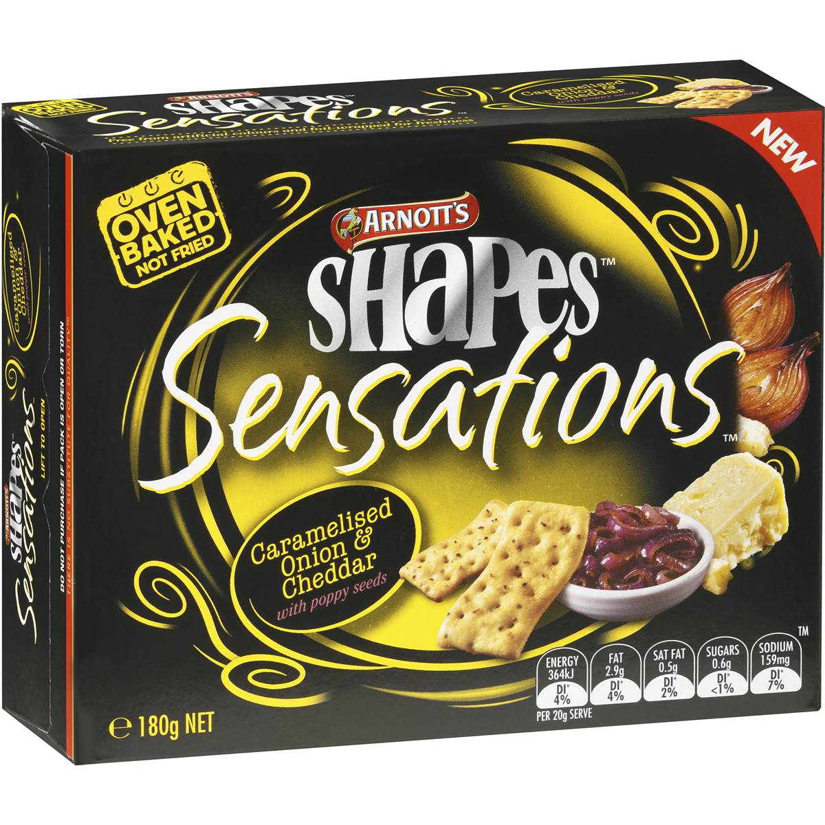 Arnott's Shapes Sensations Onion & Cheddar 180g Woolworths