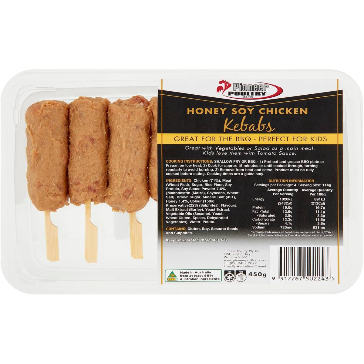 Pioneer Chicken Kebabs Honey And Soy 450g Woolworths