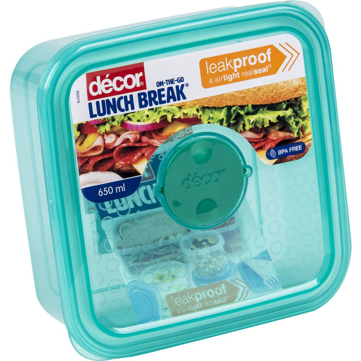 Decor Leak Proof Lunch Box 650ml Assorted Each Woolworths