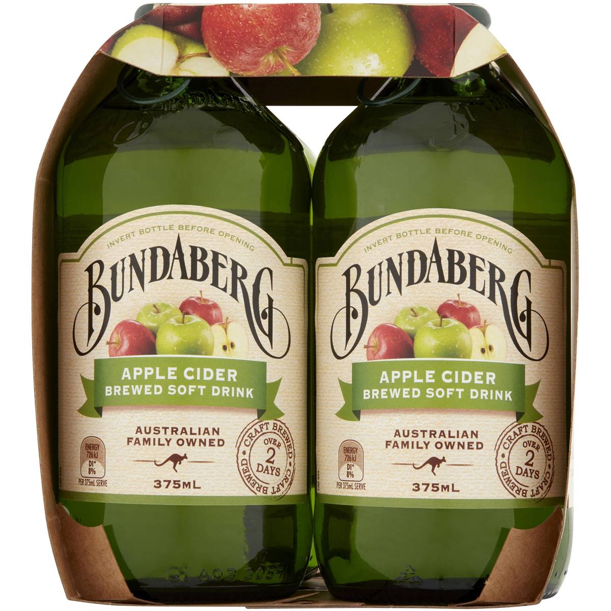 Bundaberg Apple Cider Brewed Soft Drink 4x375ml | Woolworths