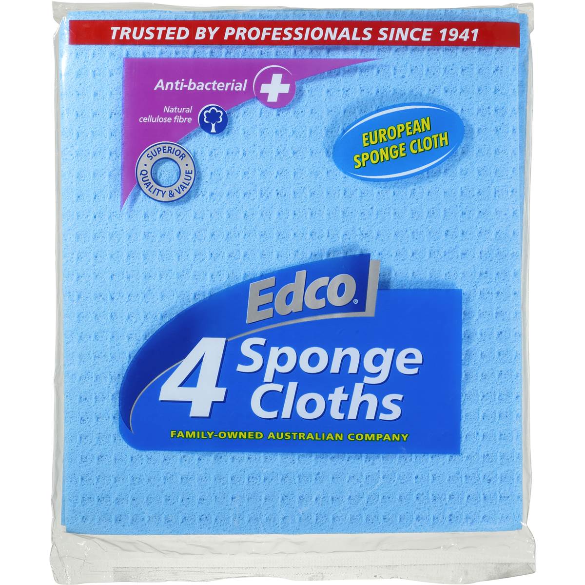Edco Anti Bacterial Sponge Cloth 4 Pack Woolworths