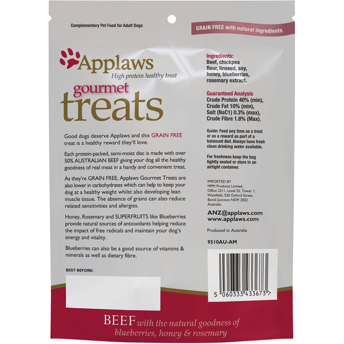 Applaws Dog Treats Beef & Blueberries 75g Woolworths