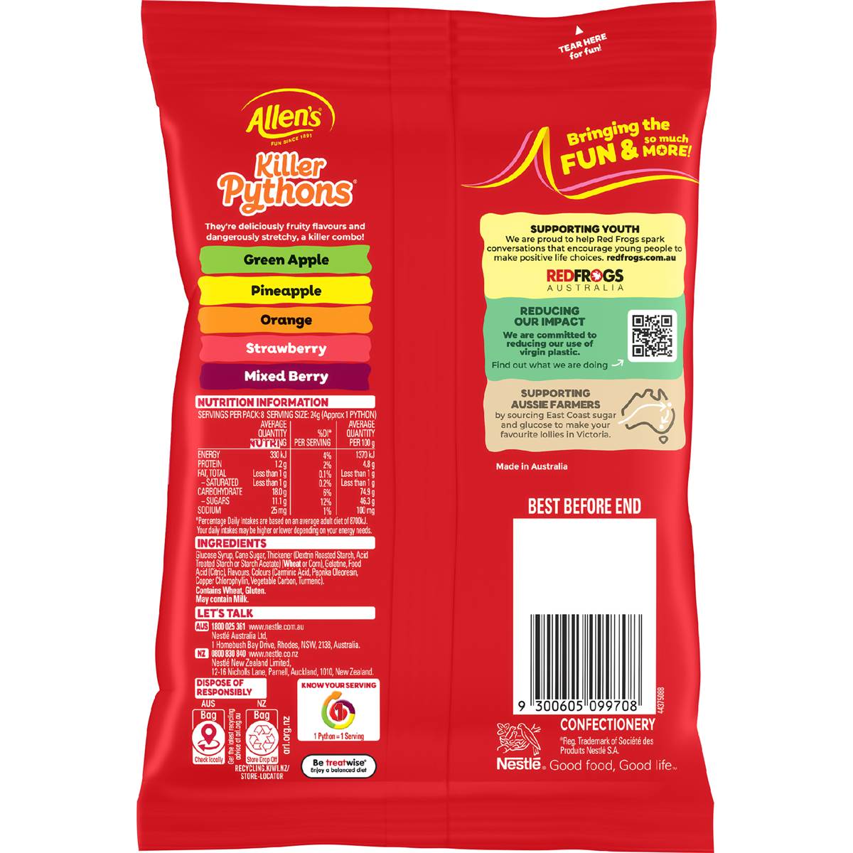 Allen's Killer Python Lollies Bag 192g | Woolworths