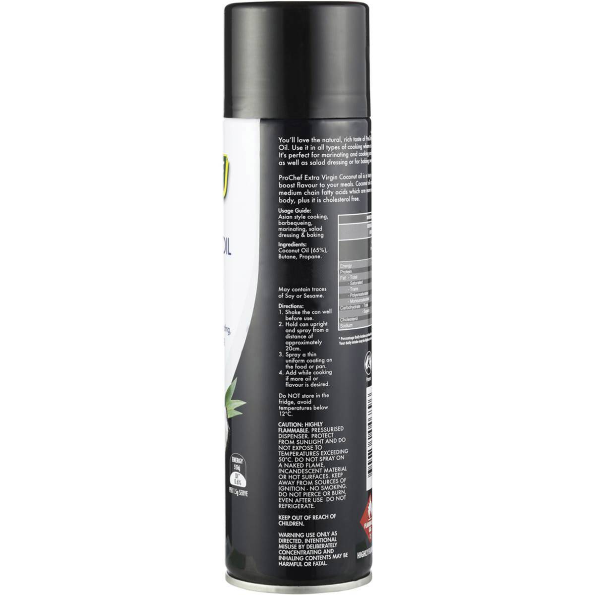 Prochef Coconut Oil Spray 225g Woolworths
