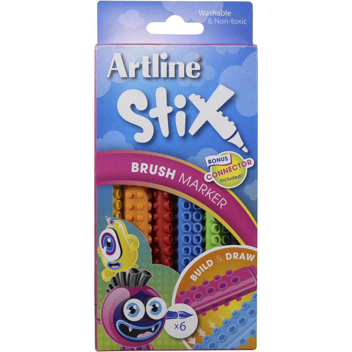 Artline Brush Marker Stix 6 Pack Woolworths