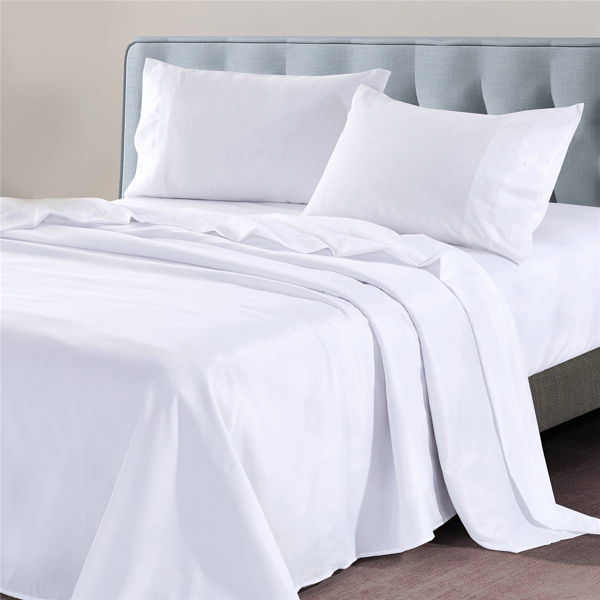 Inspire Plain Microfibre Fitted Sheet Set Queen Bed Each Woolworths