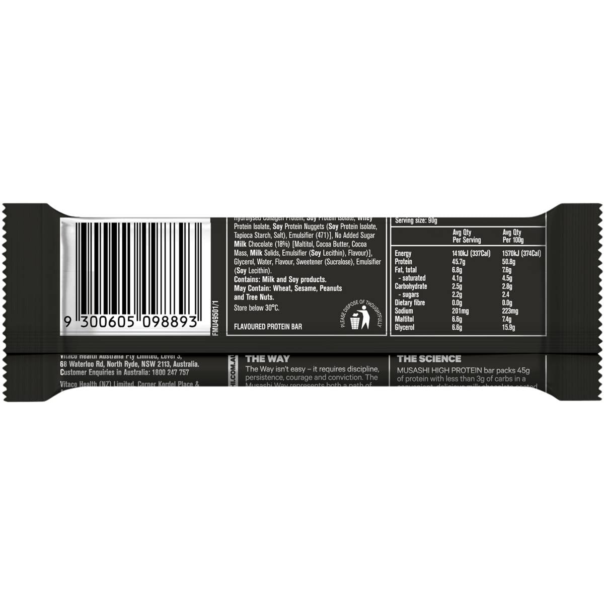 Musashi High Protein P45 Bar Choc Nut 90g Woolworths