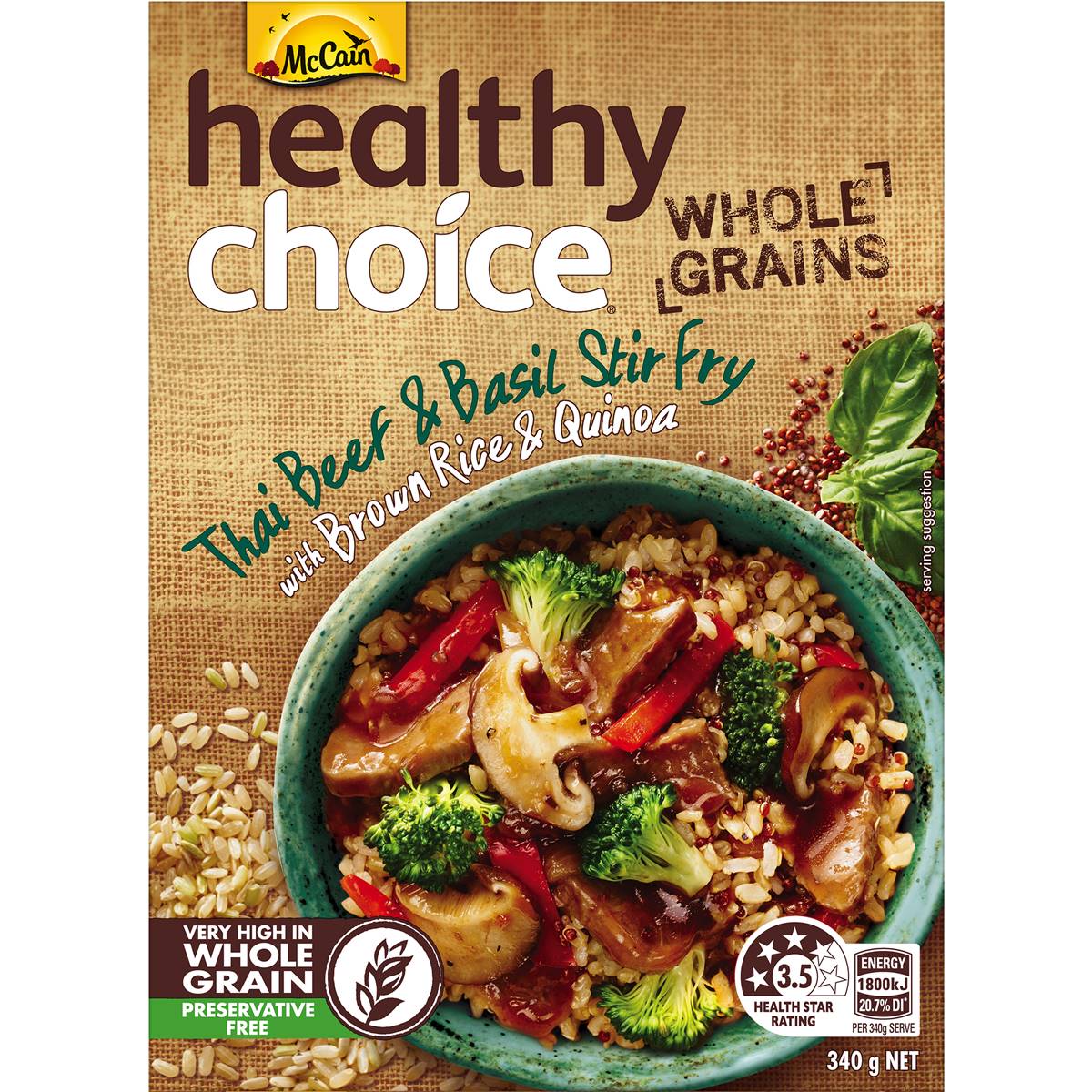 Mccain Healthy Choice Wholegrains Thai Beef & Basil Stir Fry 340g