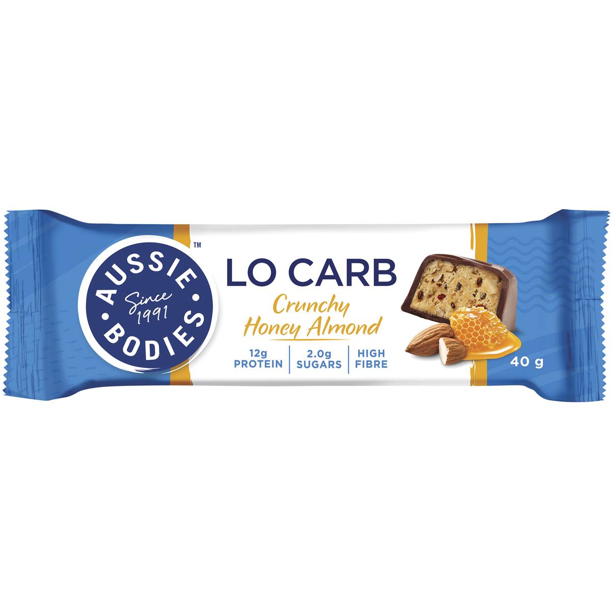 Aussie Bodies Lo Carb Protein Bar Crunchy Honey Almond 40g Woolworths