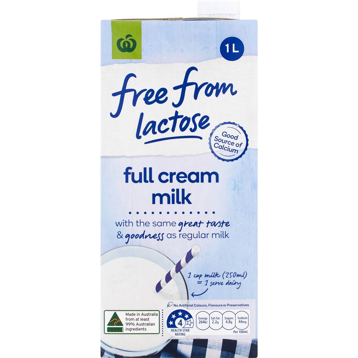 Woolworths Free From Lactose Full Cream Milk 1l Woolworths