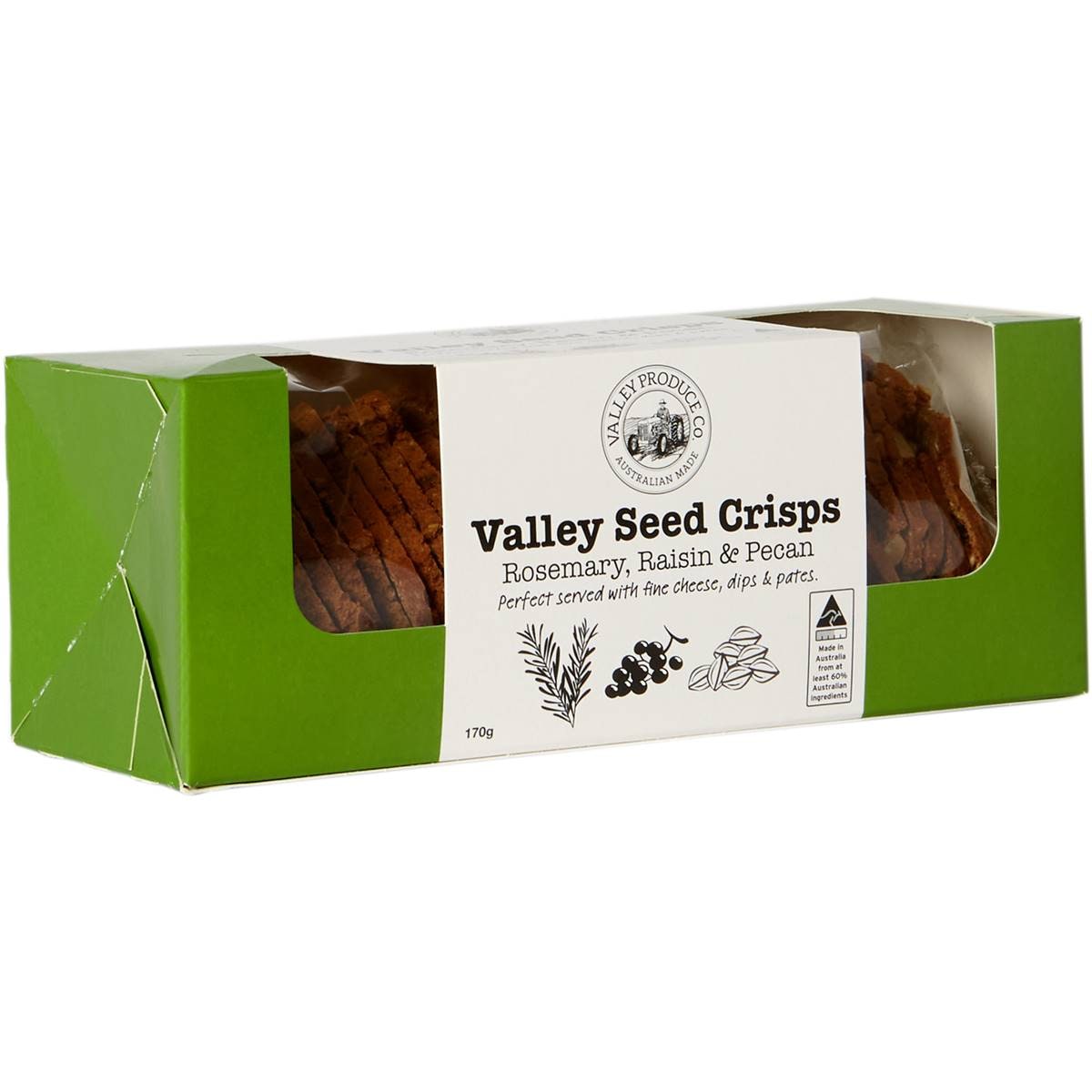 Valley Produce Company Seed Crisps Rosemary Raisin & Pecan 170g Woolworths