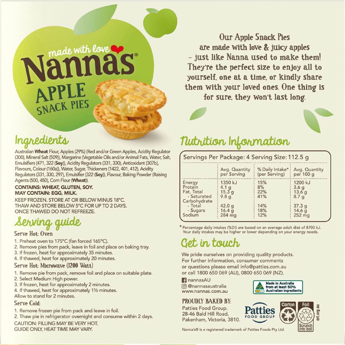 Nanna's Multipack Pies & Desserts Apple Pie 4 Pack Woolworths