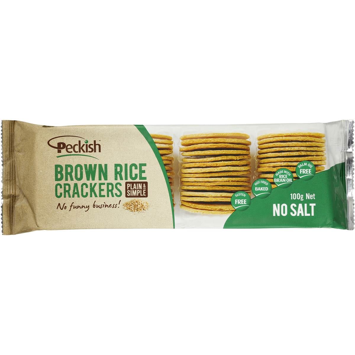 Peckish Brown Rice Crackers No Salt 100g Woolworths