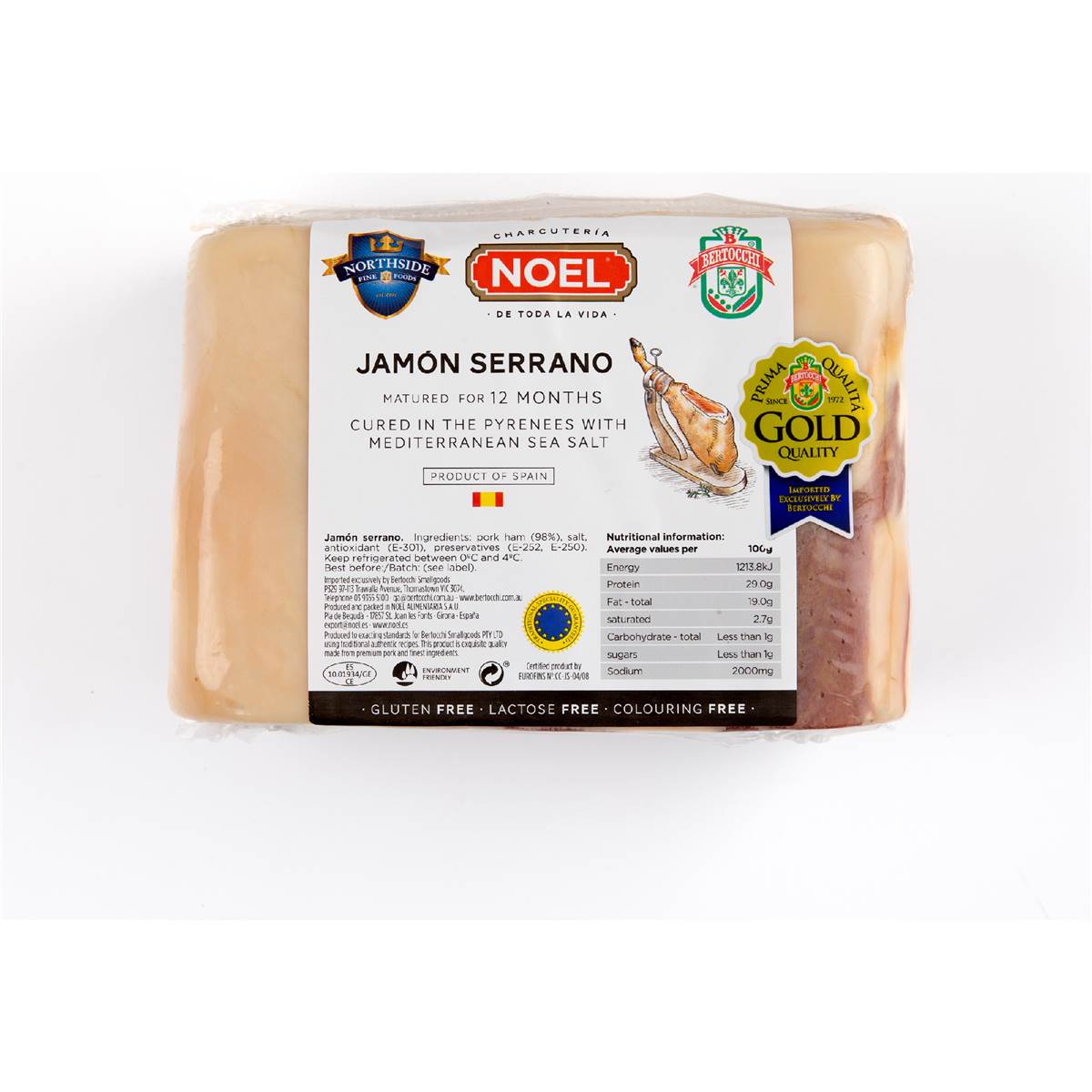Noel Smoked Spanish Jamon Serrano Sliced From The Deli per 100g