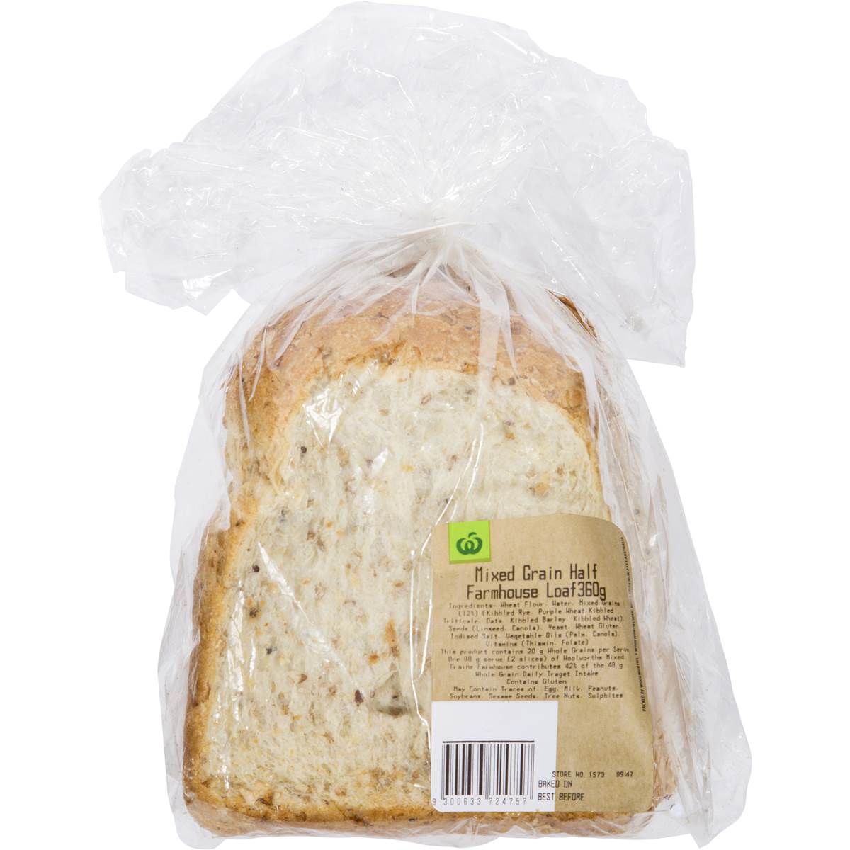 Woolworths Farmhouse Half Loaf Mixed Grain 350g Woolworths