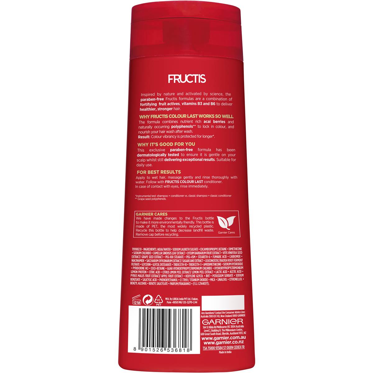 Garnier Fructis Colour Last Shampoo Shampoo 315ml Woolworths
