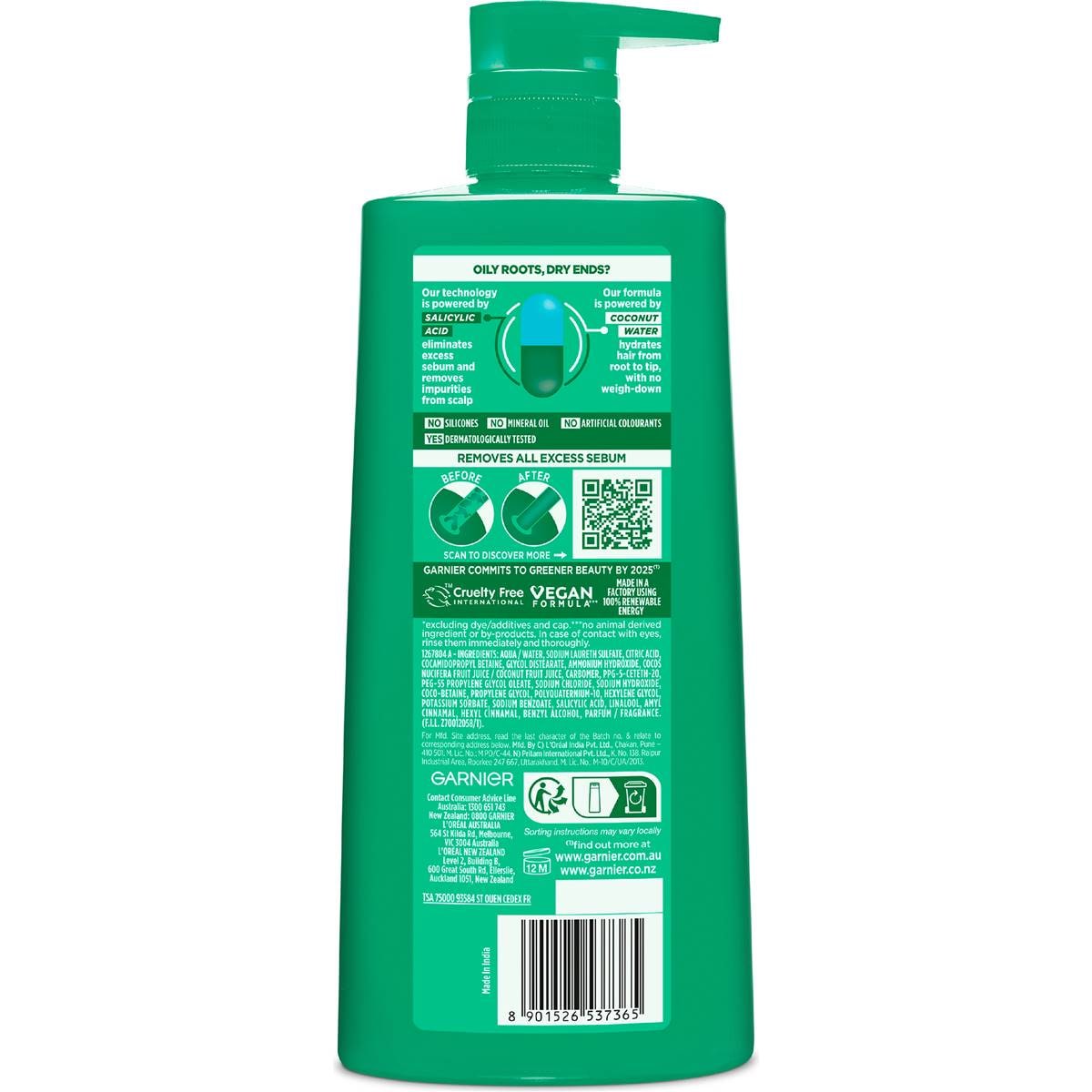 Garnier Fructis Coconut Water Shampoo Shampoo 850ml Woolworths