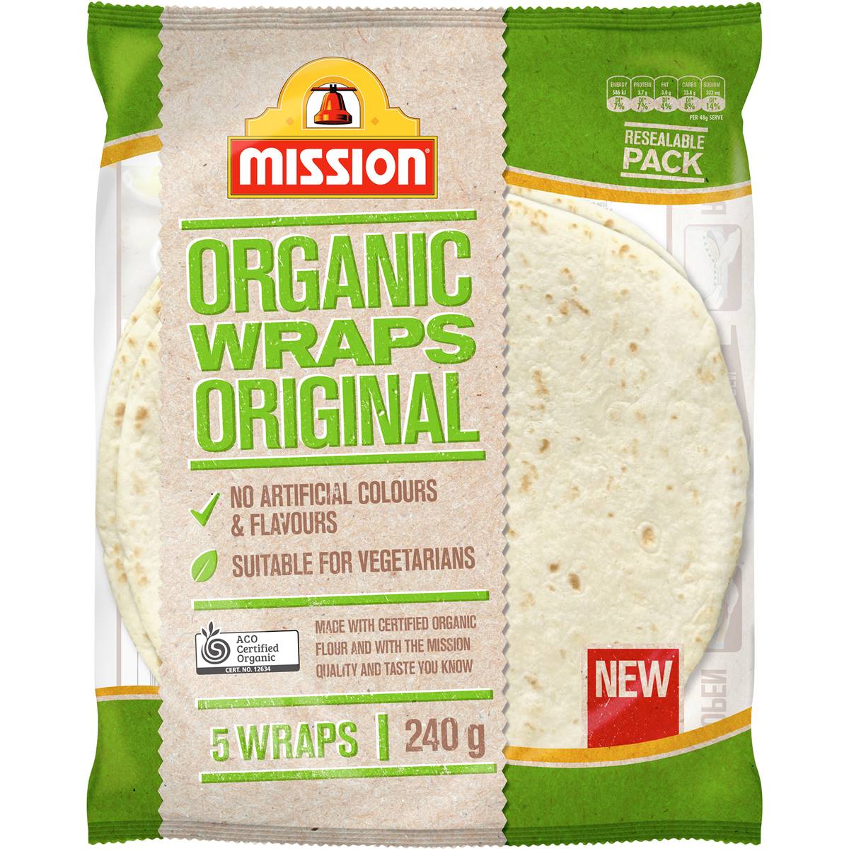 Mission Organic White Wrap 5 Pack Woolworths