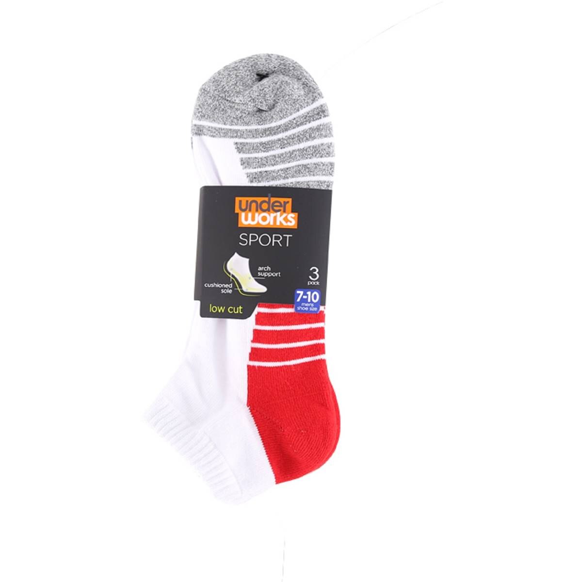 Underworks Men Sport Low Cut White Socks Sizes 7-10