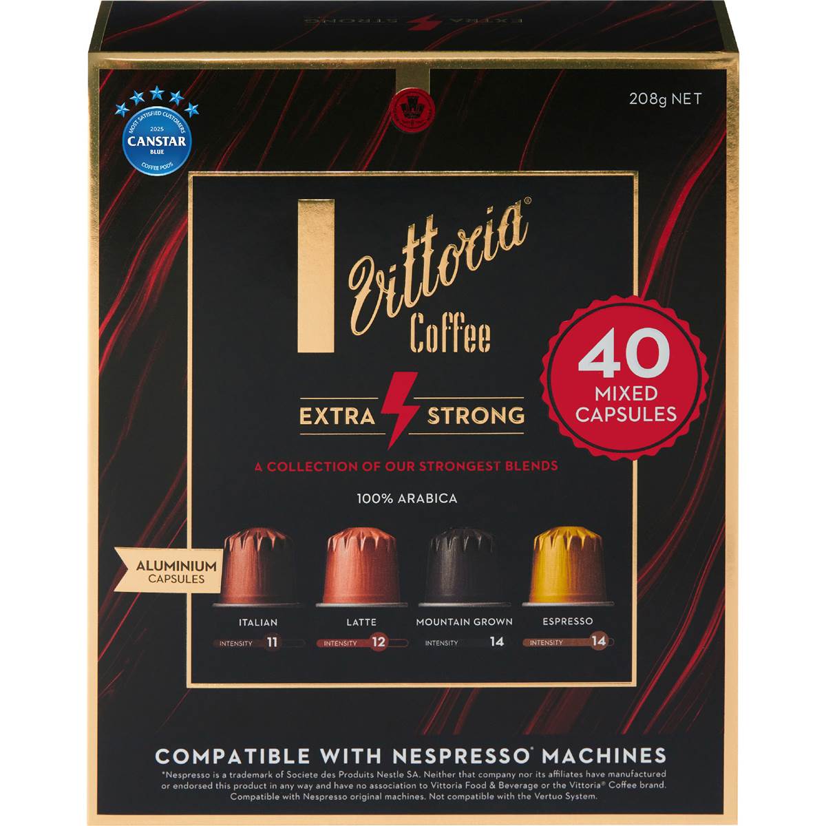 Vittoria Coffee Capsules Extra Strong Variety 40 pack