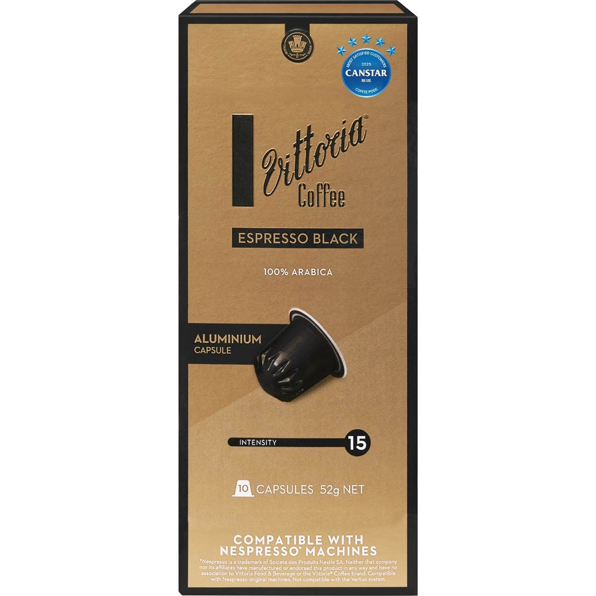 Vittoria Espresso Black Coffee Capsules 10 pack