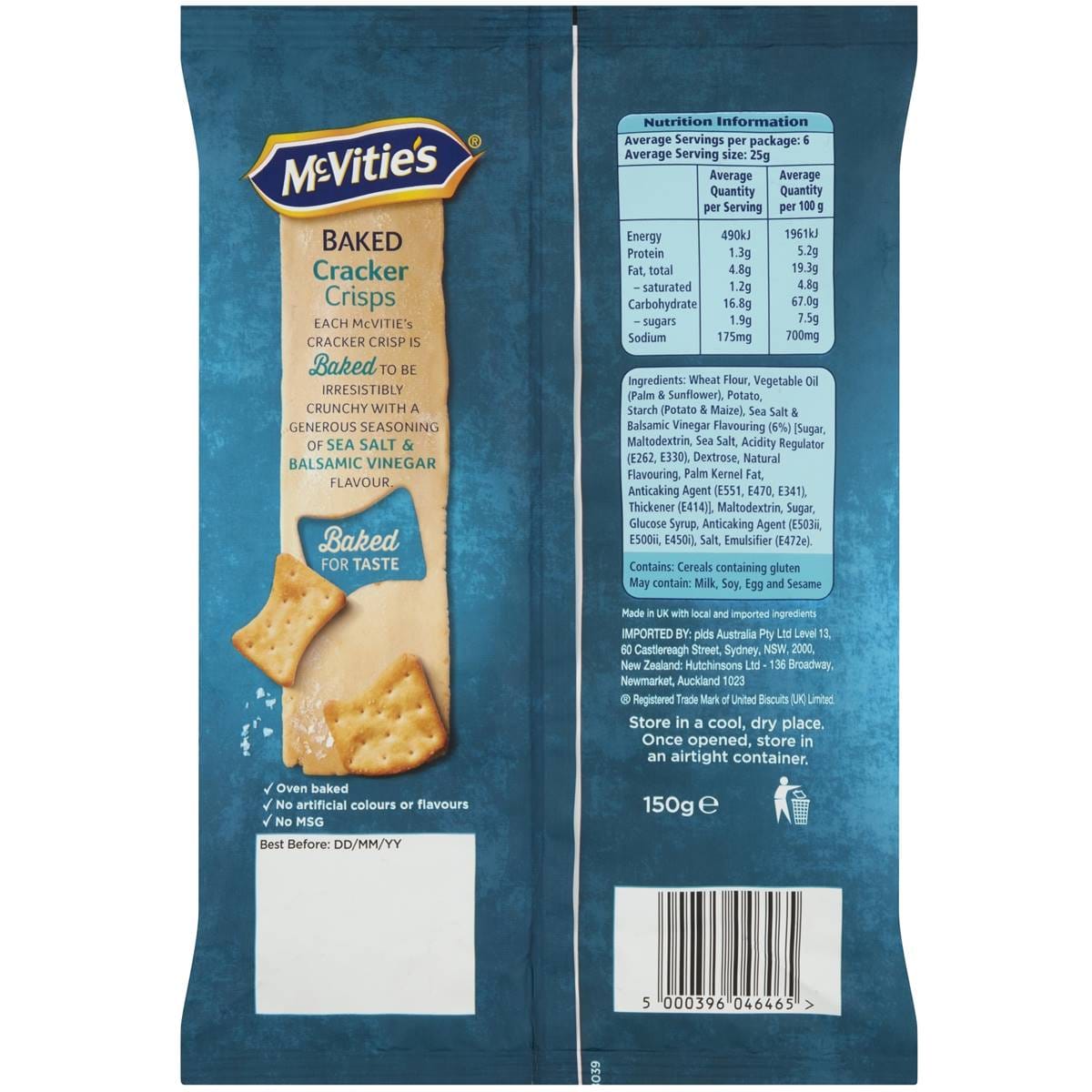Mcvitie's Cracker Crisp Sea Salt & Vinegar 150g Woolworths