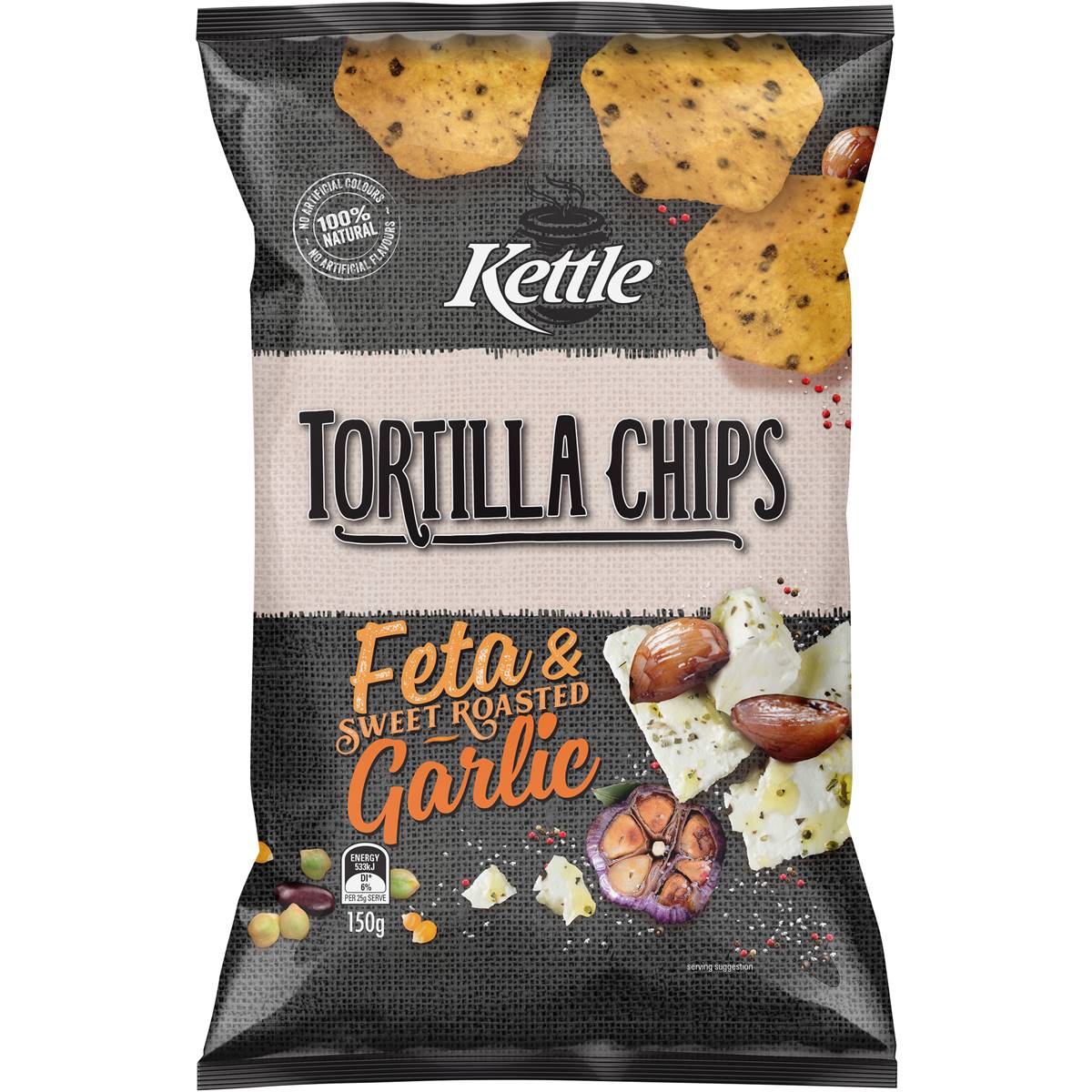 Kettle Tortilla Chips Feta & Garlic 150g Woolworths