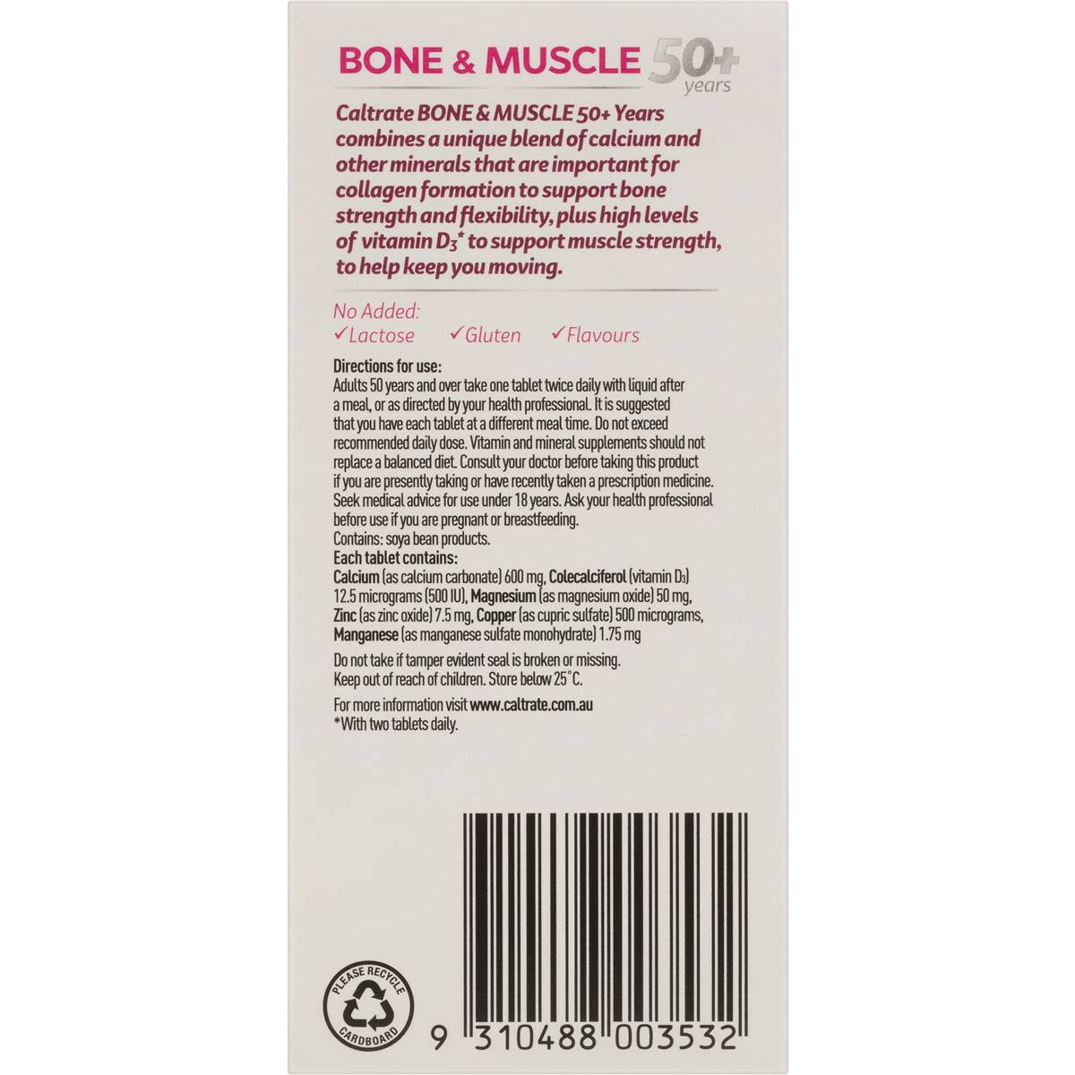 Caltrate Bone & Muscle 50 Plus With Calcium & Vitamin D3 100 Pack ...