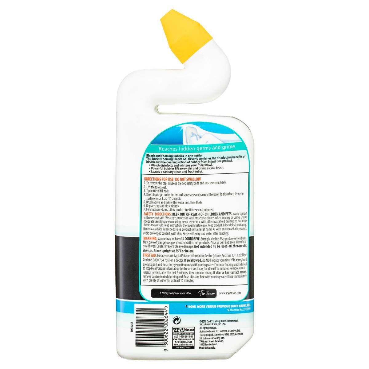 Duck Foaming Bleach Gel Toilet Cleaner Marine 750ml Woolworths