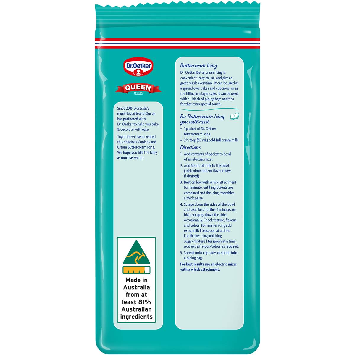 Queen Buttercream Icing Cookies & Cream 300g Woolworths