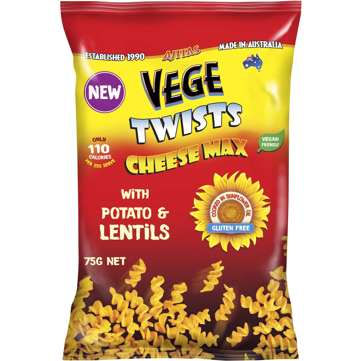 Vege Chips Twists Cheese Max 75g Woolworths