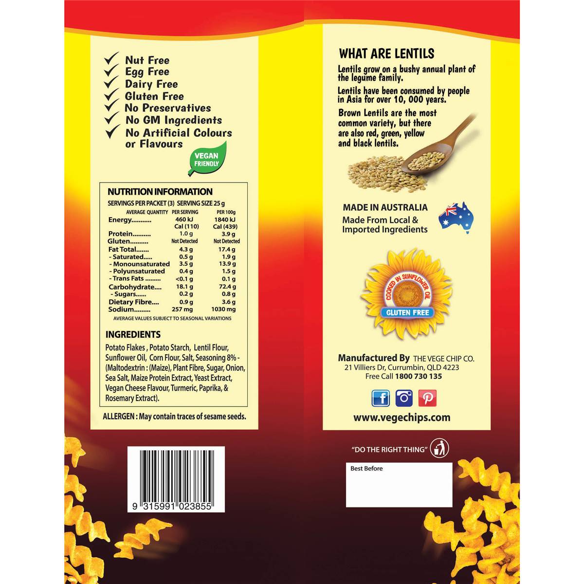 Vege Chips Twists Cheese Max 75g Woolworths