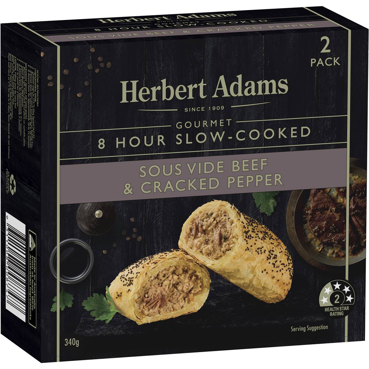 Herbert Adams Sausage Roll Beef & Pepper 2 Pack Woolworths