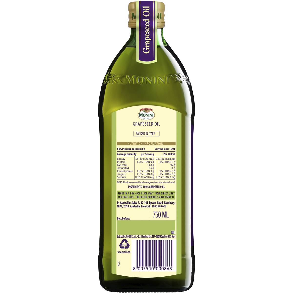 Monini Grapeseed Oil 750ml | Woolworths