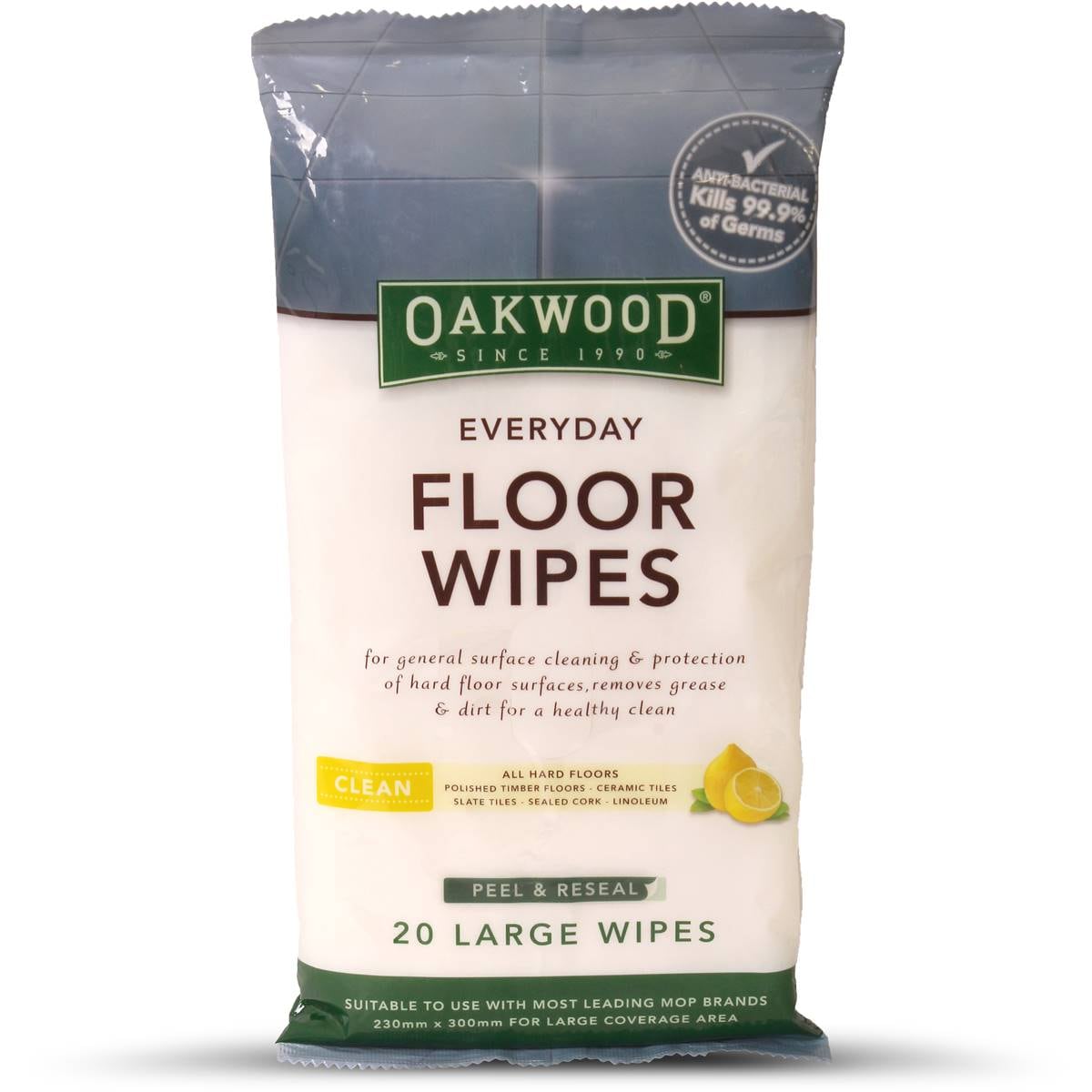 Oakwood Everyday Floor Large Wipes 20 Pack Woolworths