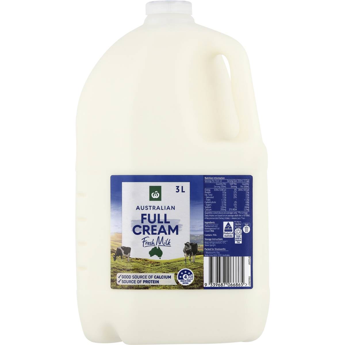 Woolworths Whole Milk 3l | Woolworths