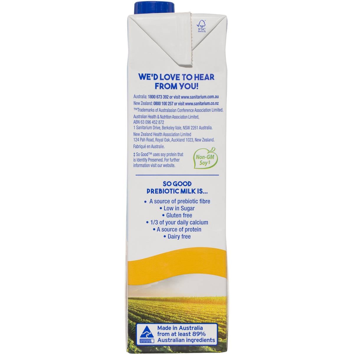 Sanitarium So Good Long Life Prebiotic Soy Milk 1l Woolworths