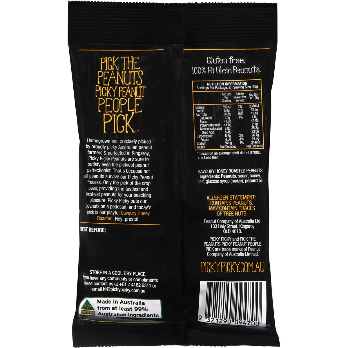 Picky Picky Peanuts Savoury Honey Roasted 200g Woolworths
