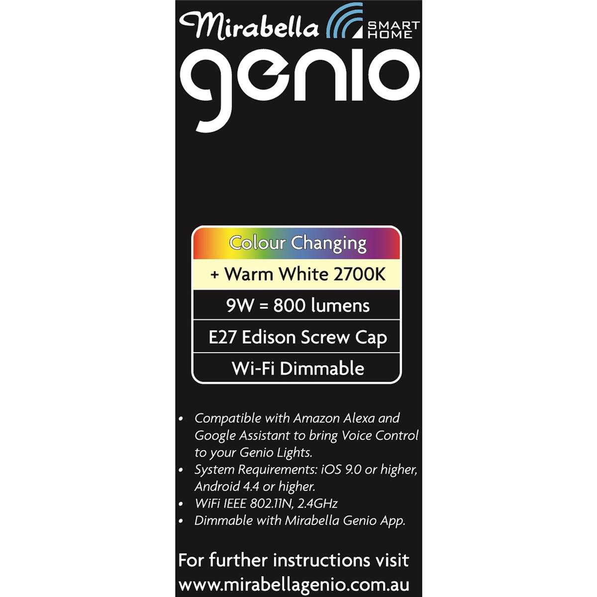 Mirabella Genio Led Es Rgbw 800lm Each Woolworths
