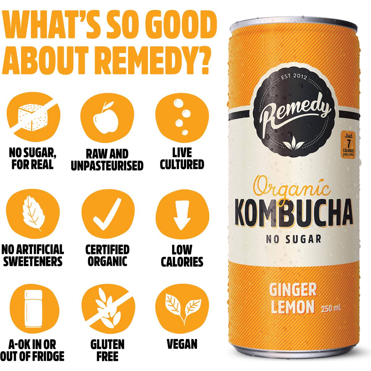 Remedy Lemon Ginger Kombucha 4 Pack Woolworths