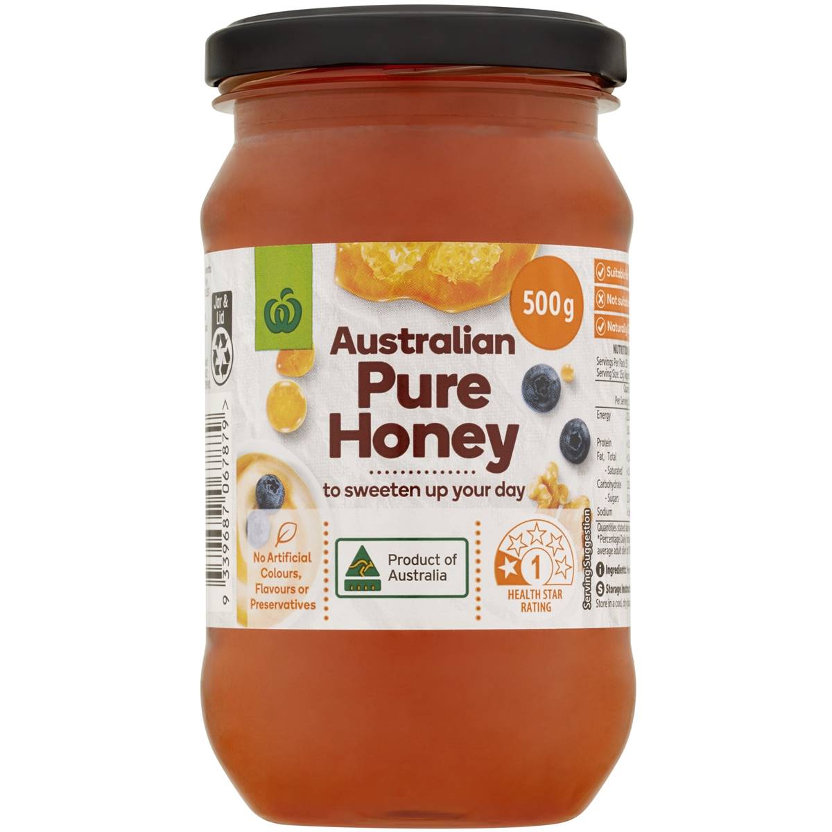 Woolworths Pure Australian Honey Jar 500g Woolworths