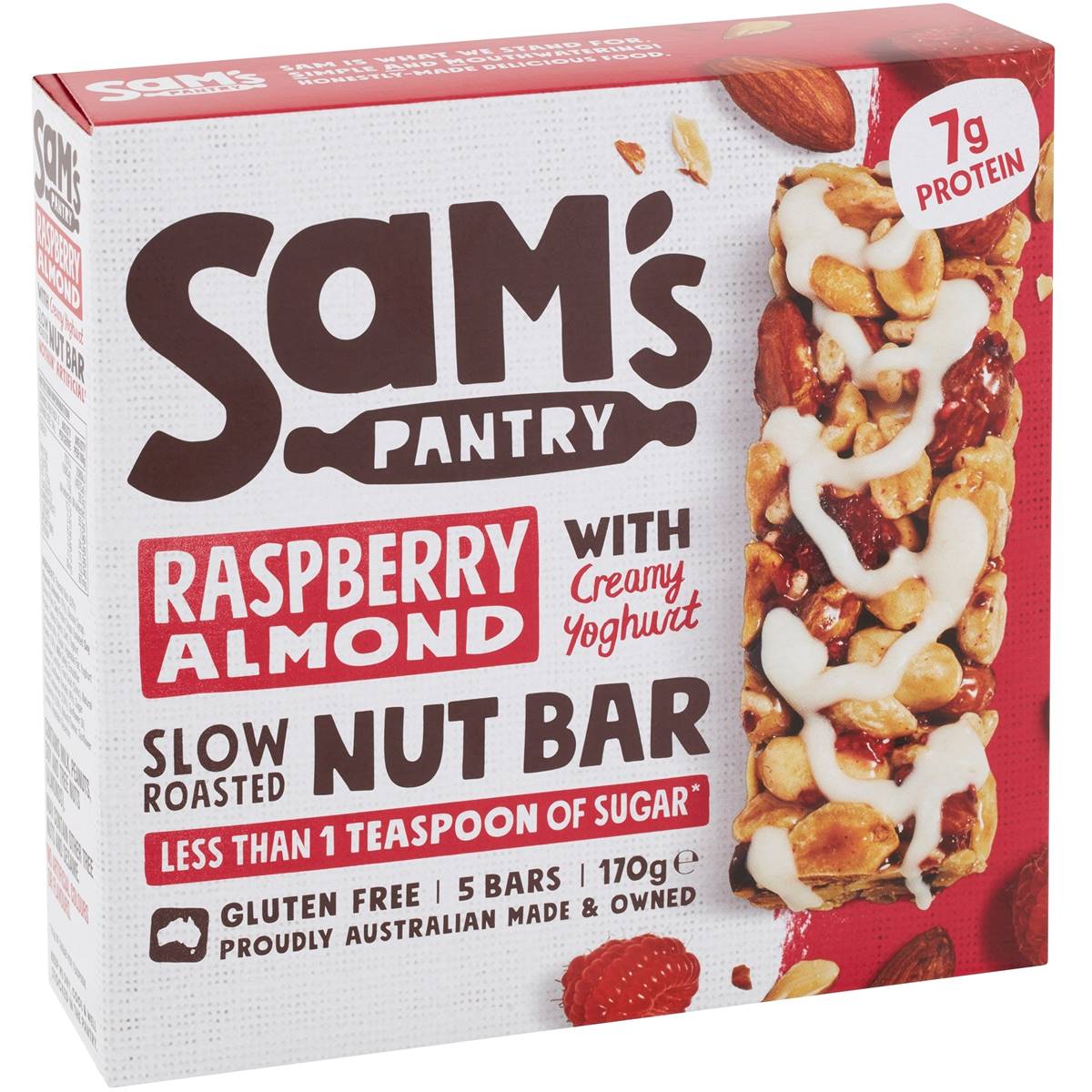 Sam's Pantry Raspberry Almond Nut Bar 5 Pack Woolworths