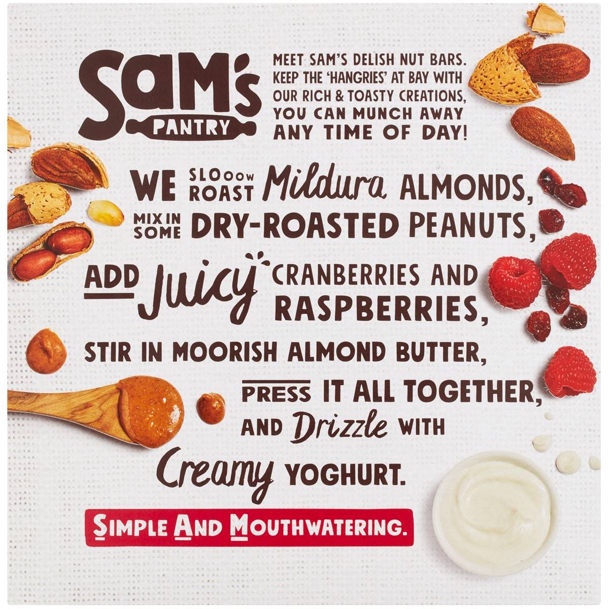 Sam's Pantry Raspberry Almond Nut Bar 5 Pack Woolworths
