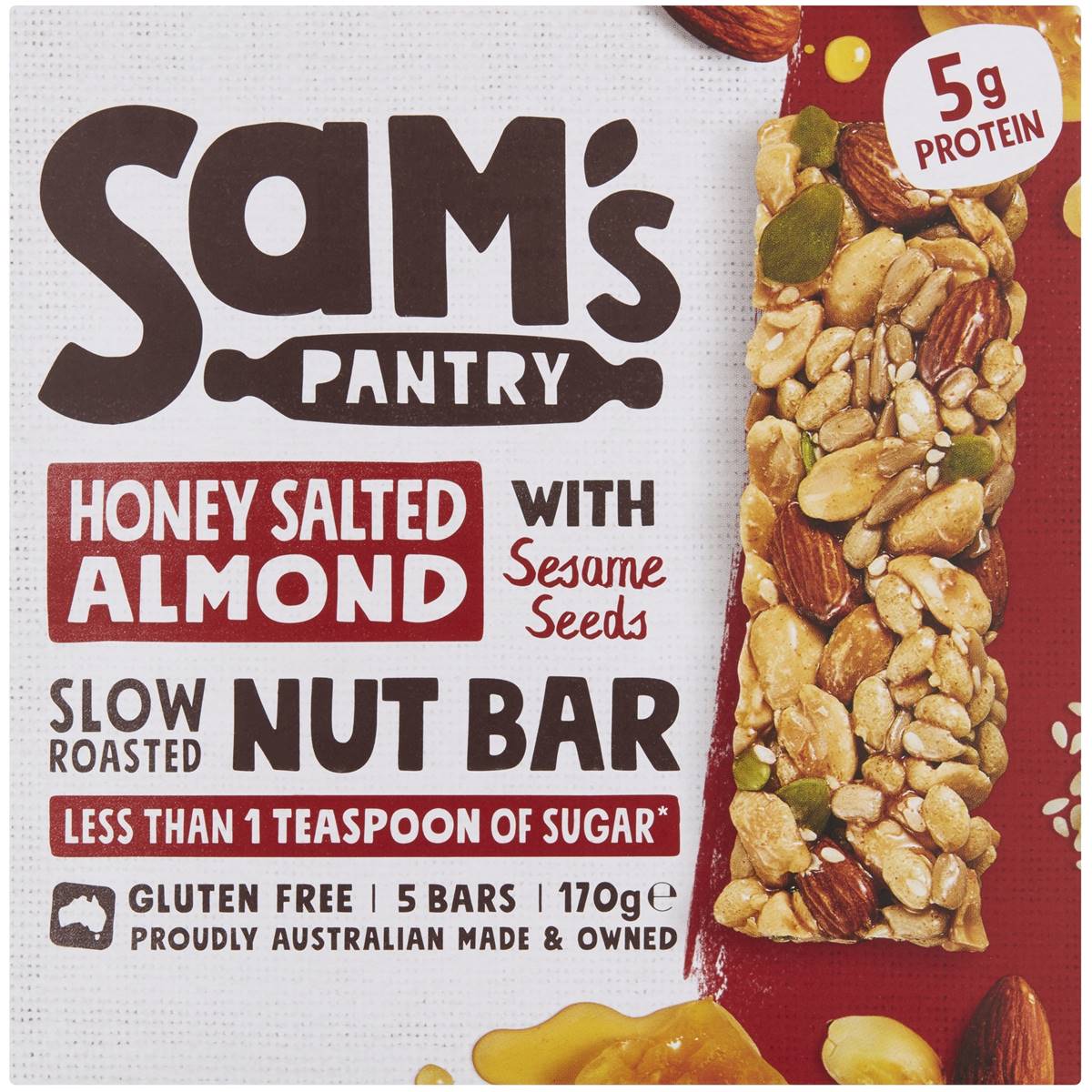 Sam's Pantry Honey Salted Almond Nut Bar 5 Pack Woolworths