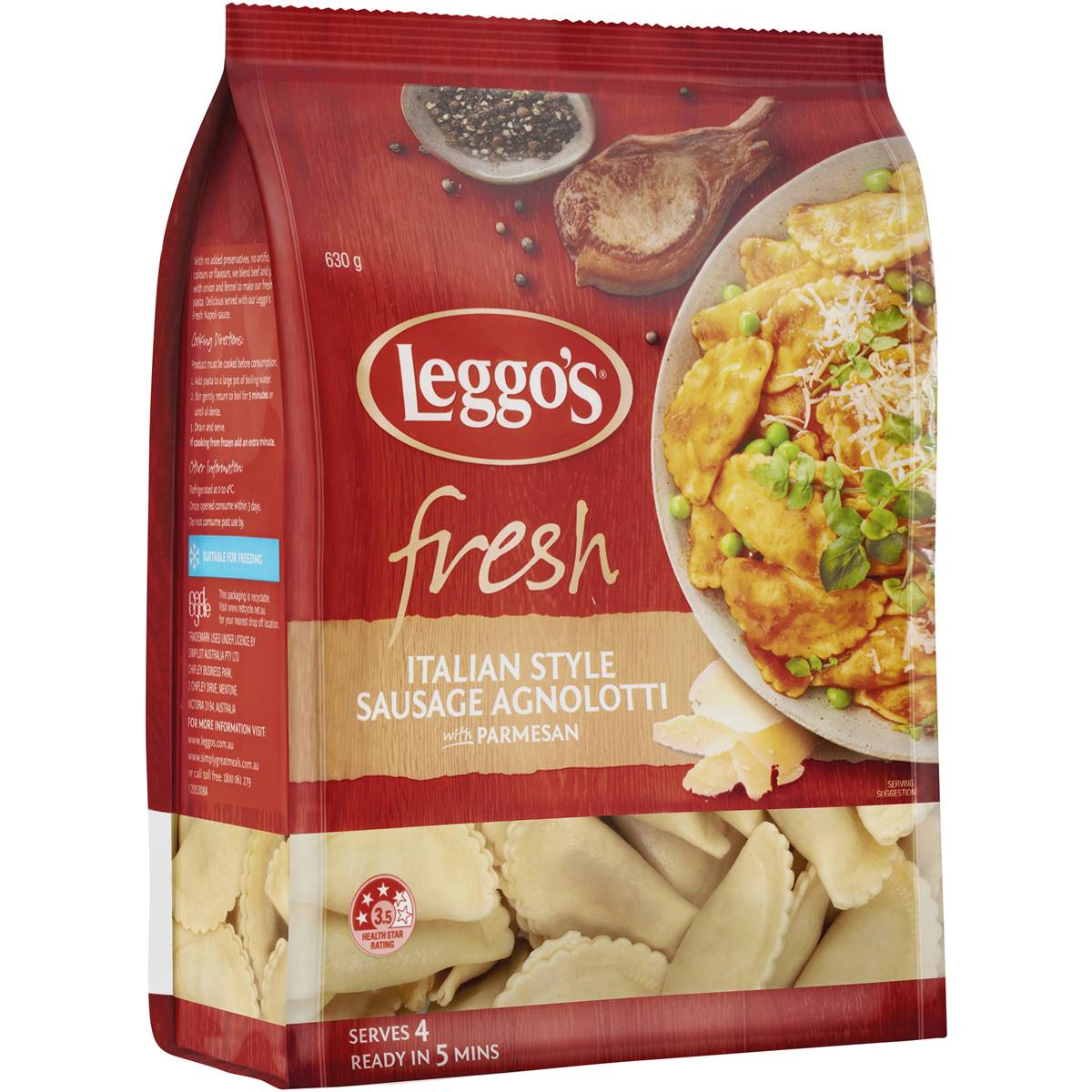 Leggos Fresh Italian Style Sausage Agnolotti 630g Woolworths
