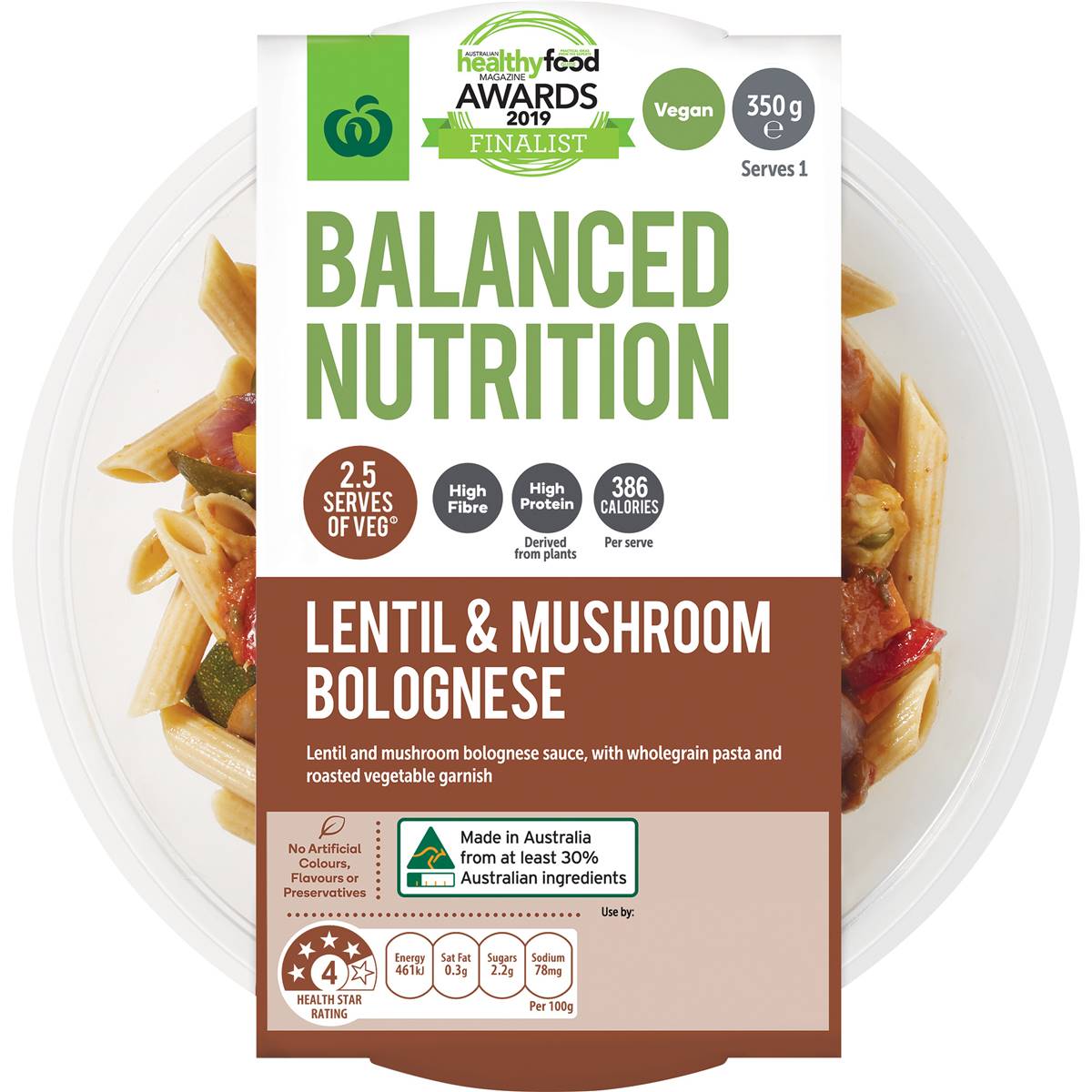 Woolworths Balanced Nutrition Lentil And Mushroom Bolognese 350g Woolworths