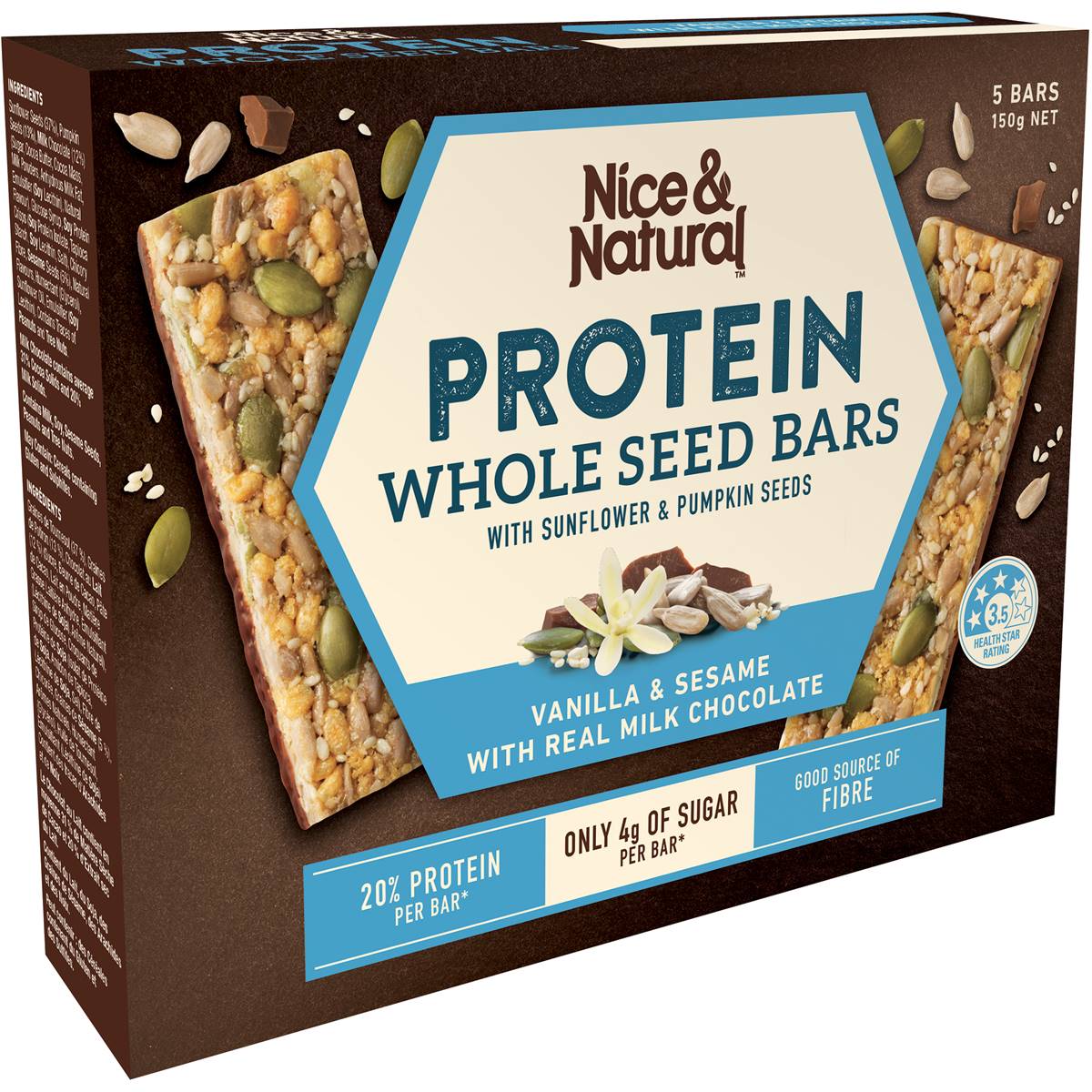 Nice Natural Protein Wholeseed Bars Vanilla Sesame Seeds Pack Woolworths